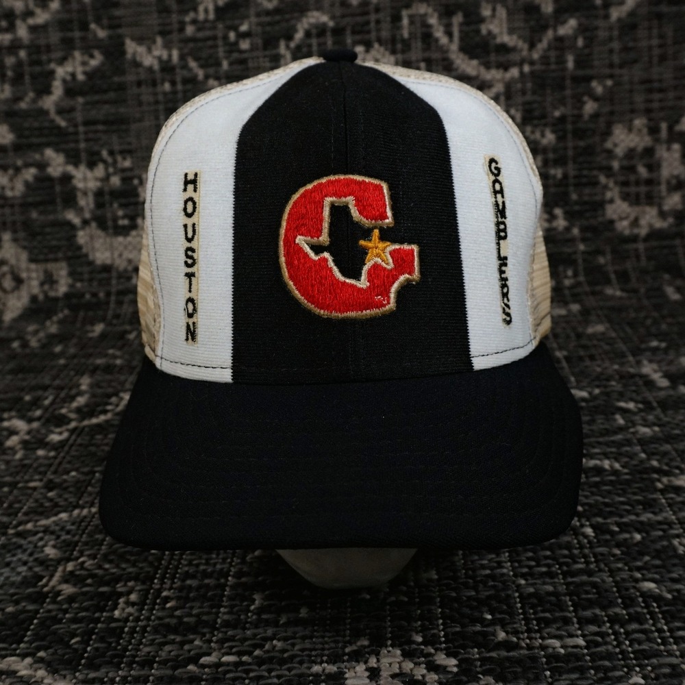 Vintage Houston Gamblers‎ Trucker Hat USFL Football Cap Black White RARE 1983